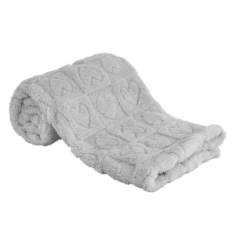 Yurhap Fleece Baby Blanket Heart Checkered, Ultra Soft Cozy Baby Blankets for Boys Girls, Fluffy Infant Toddler Newborn Receiving Gifts for Crib Stroller 30"x40" (Silver Grey) - Image 1